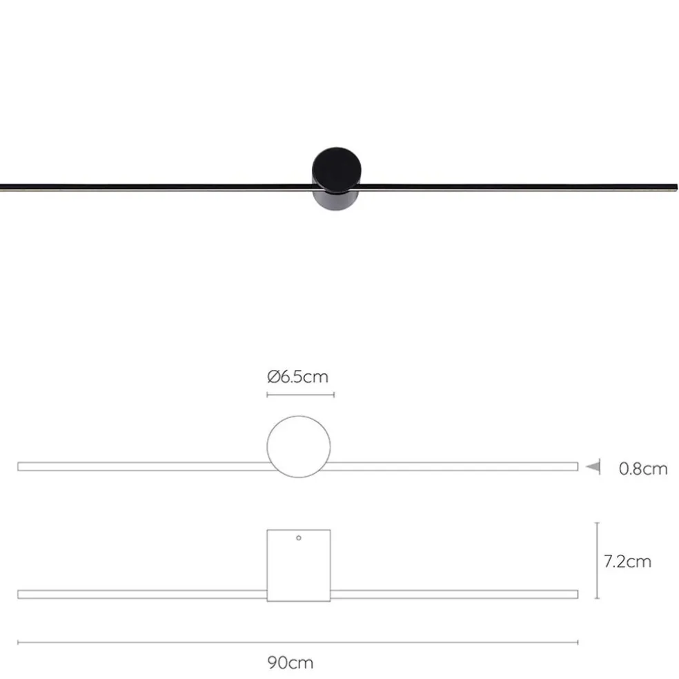 Design wandlamp badkamer LED zwart 90 cm