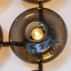 Design wandlamp mat zwart met smoke glas 8-lichts