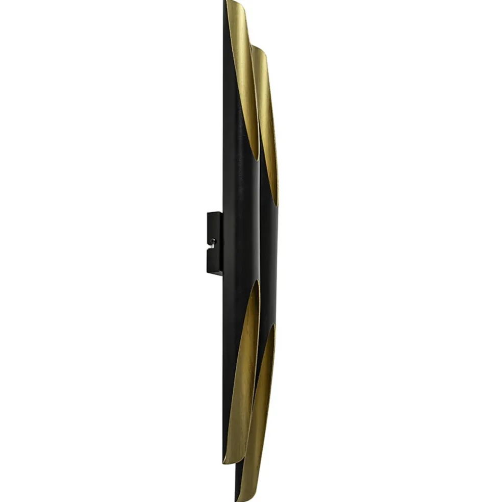 Design wandlamp Pipes mat zwart met goud