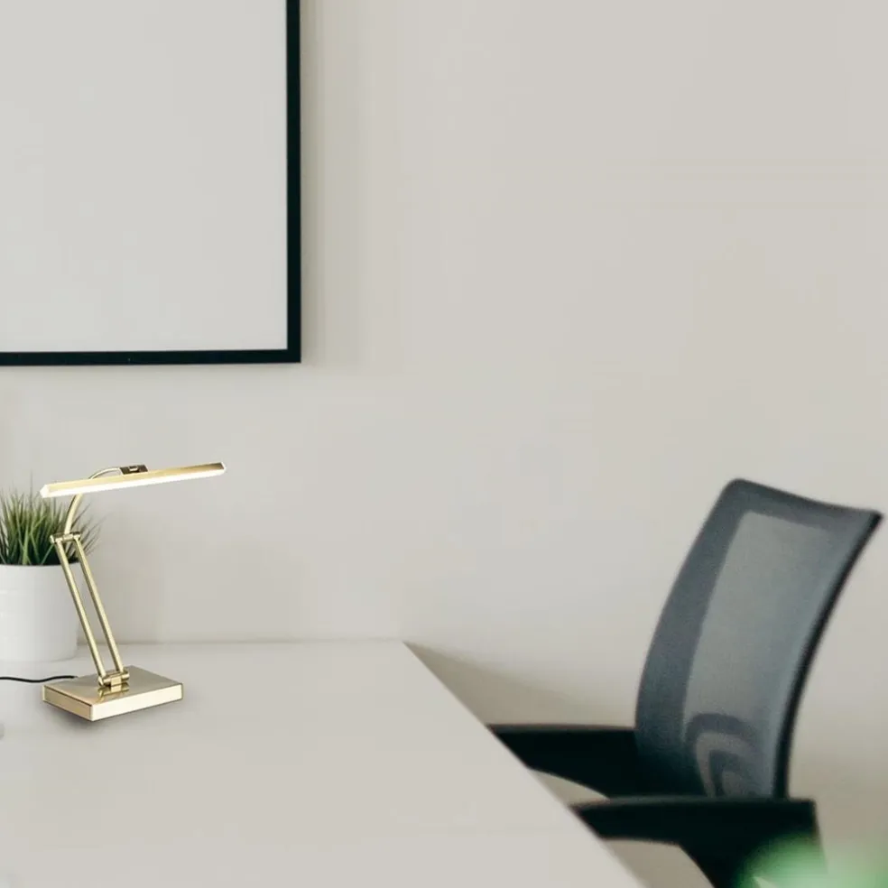 Dimbare LED bureaulamp brons verstelbaar