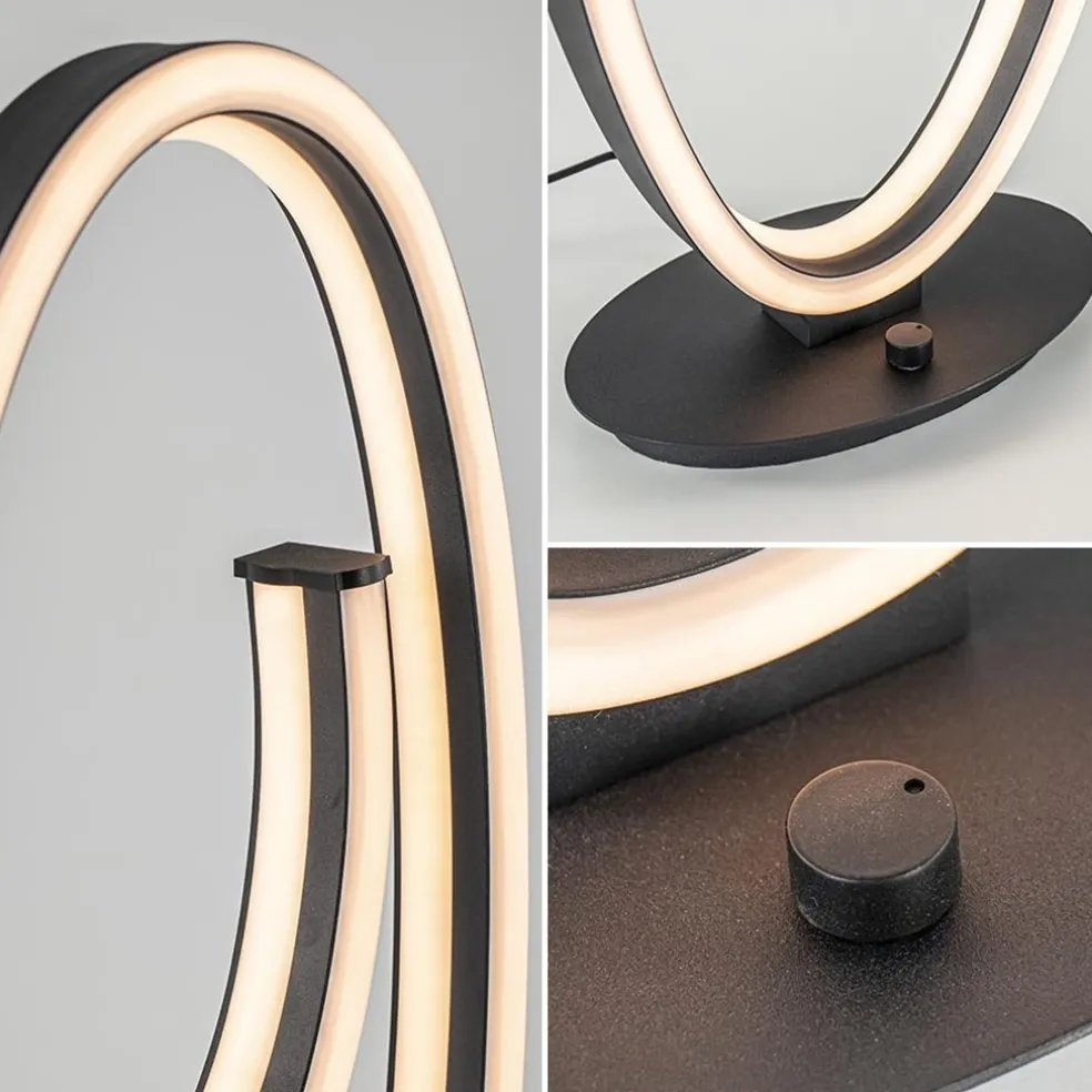 Dimbare LED tafellamp mat zwart ovaal