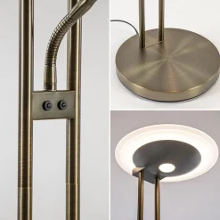 Dimbare LED uplighter met leeslamp donker brons