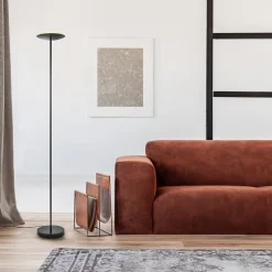 Dimbare LED uplighter vloerlamp mat zwart