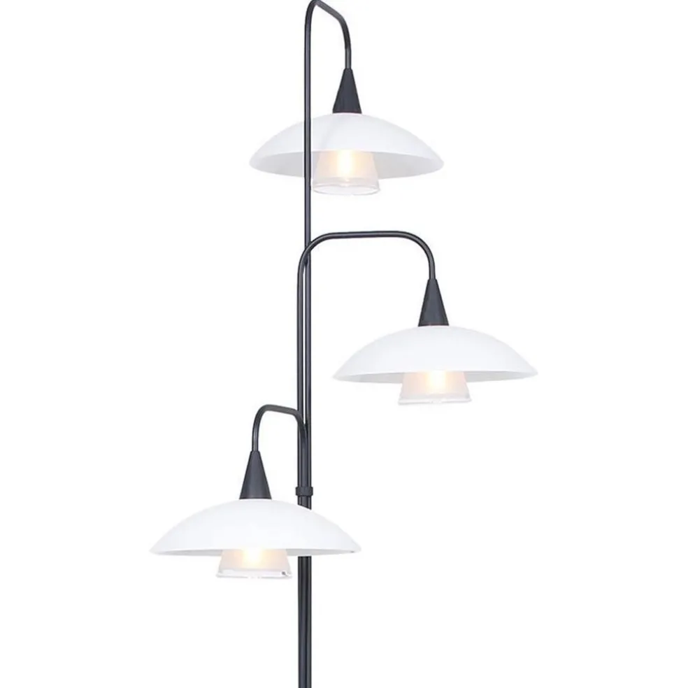 Dimbare LED vloerlamp zwart met witte schotels