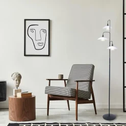 Dimbare LED vloerlamp zwart met witte schotels