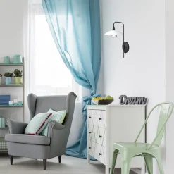 Dimbare LED wandlamp zwart met witte schotel