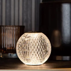 Dimbare tafellamp transparant/goud oplaadbaar