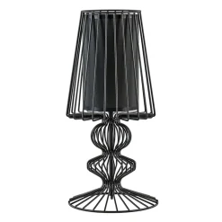 Draad tafellamp zwart met cilinder kap