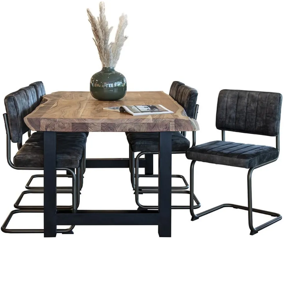 Eetkamerstoel hunter groen met zwart onderstel