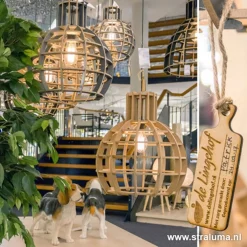 Eettafel hanglamp Globe Lingehof hout