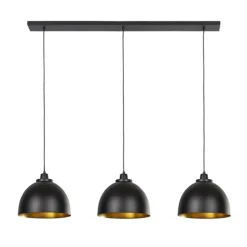 Eettafel hanglamp Kylie 3- lichts zwart-goud