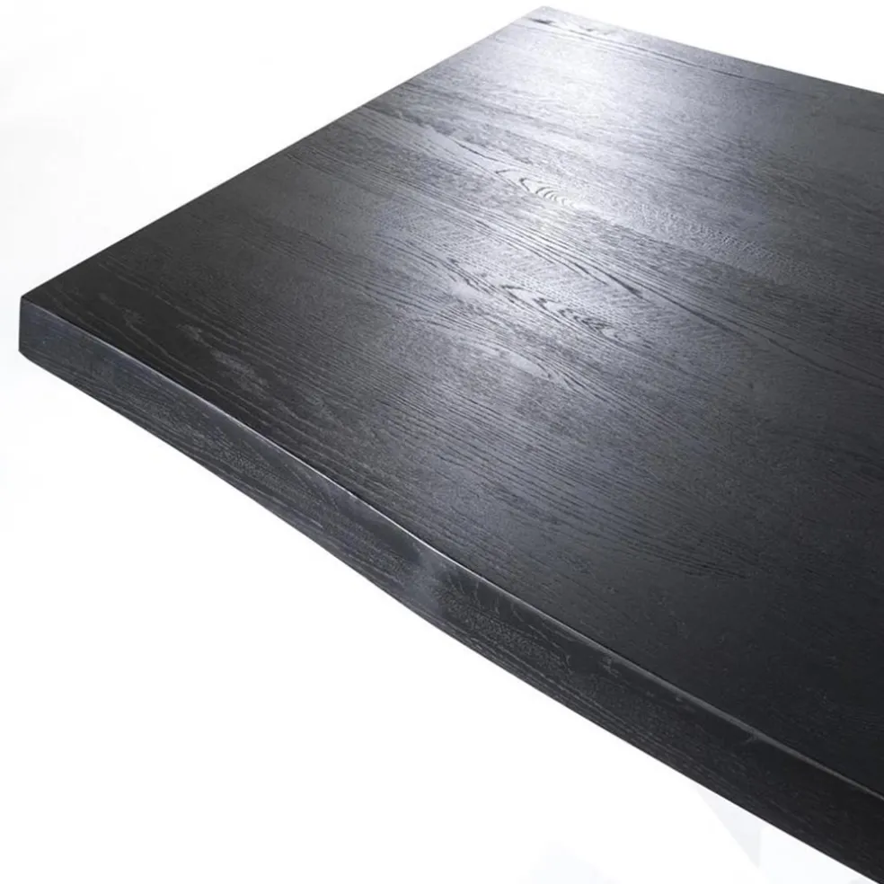 Eiken boomstam tafel met spinpoot zwart 240x100 cm