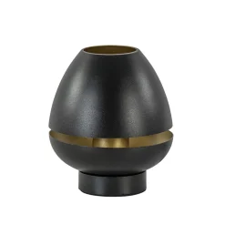 Elegante tafellamp mat zwart met goud accent