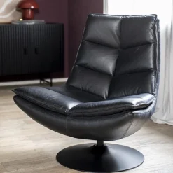 Fauteuil Sven leder - zwart