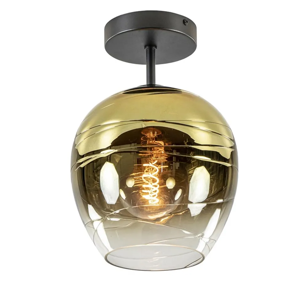 Glazen plafondlamp gold gradient met zwart