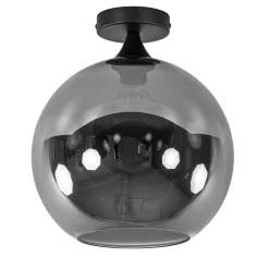 Globe plafondlamp zwart met smoke/titanium glas 30 cm