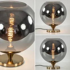 Globe tafellamp smoke/titanium met gouden voet