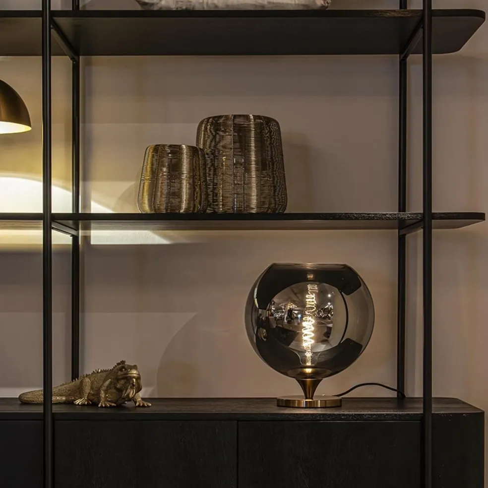 Globe tafellamp smoke/titanium met gouden voet