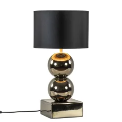 Gouden tafellamp bollen met zwart/gouden kap