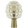 Gouden tafellamp Misty met amber glazen kap L&L