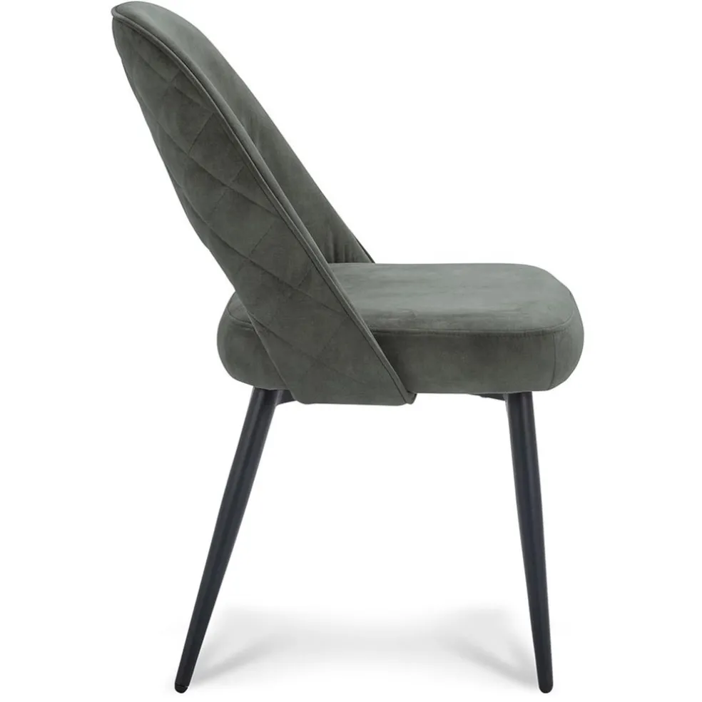 Grijs/groene eetkamerstoel met zwarte pootjes
