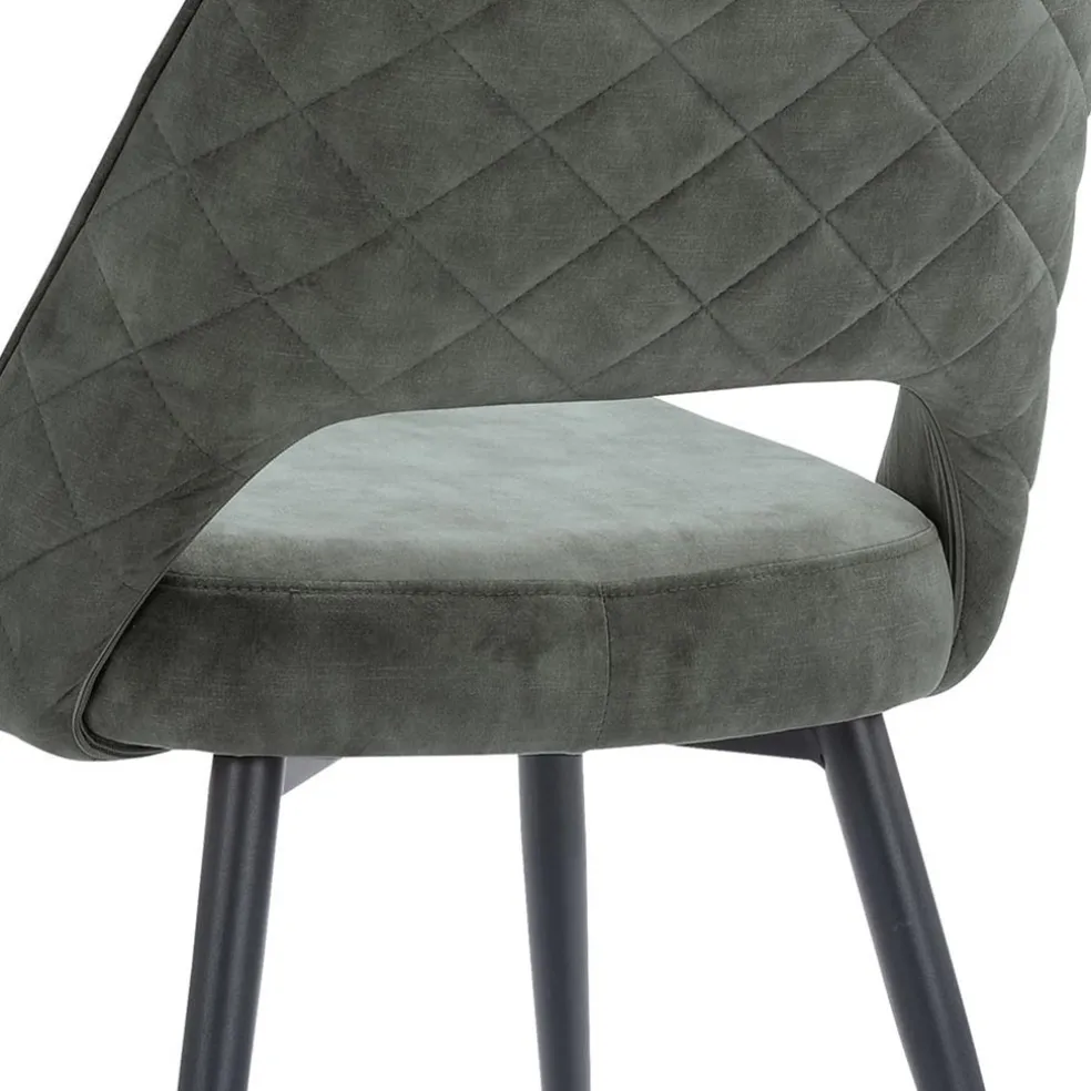 Grijs/groene eetkamerstoel met zwarte pootjes