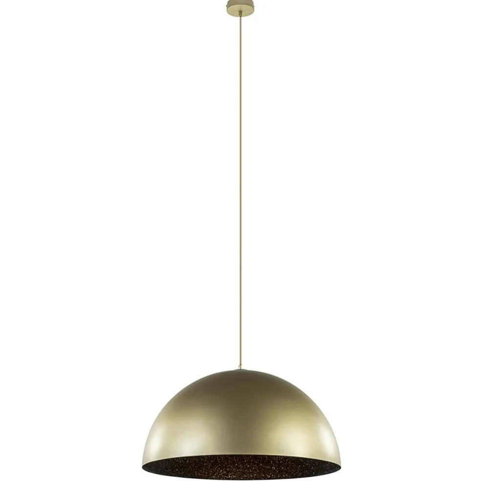 Grote hanglamp koepel mat goud met zwart 70 cm