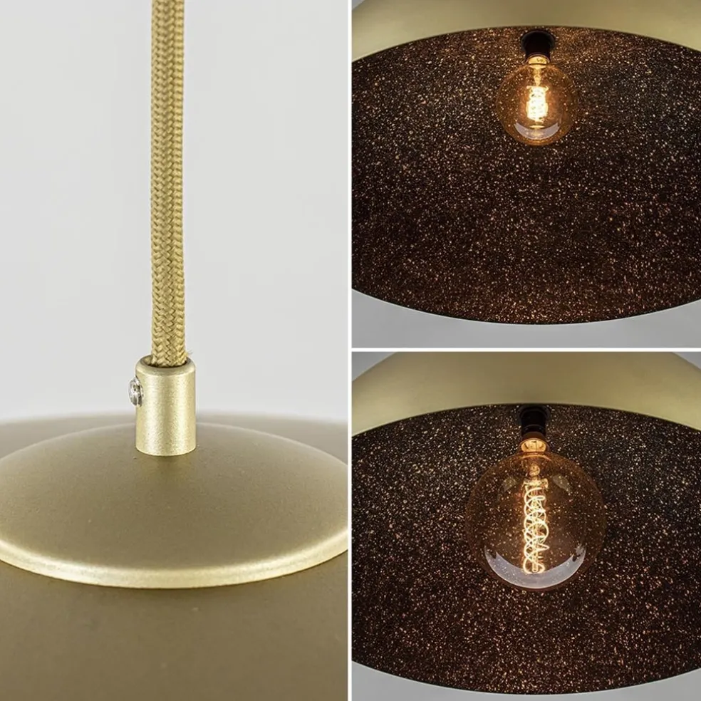 Grote hanglamp koepel mat goud met zwart 70 cm