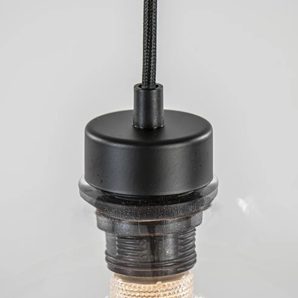 Grote hanglamp zwart 11- lichts multipendel helder glas