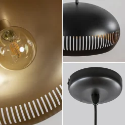 Grote koepel hanglamp zwart met goud 50 cm