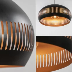 Grote koepel hanglamp zwart met goud 50 cm