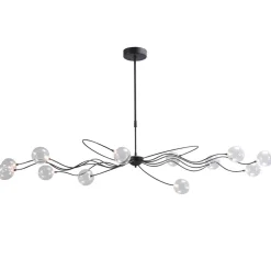 Grote LED hanglamp zwart met helder glazen bollen