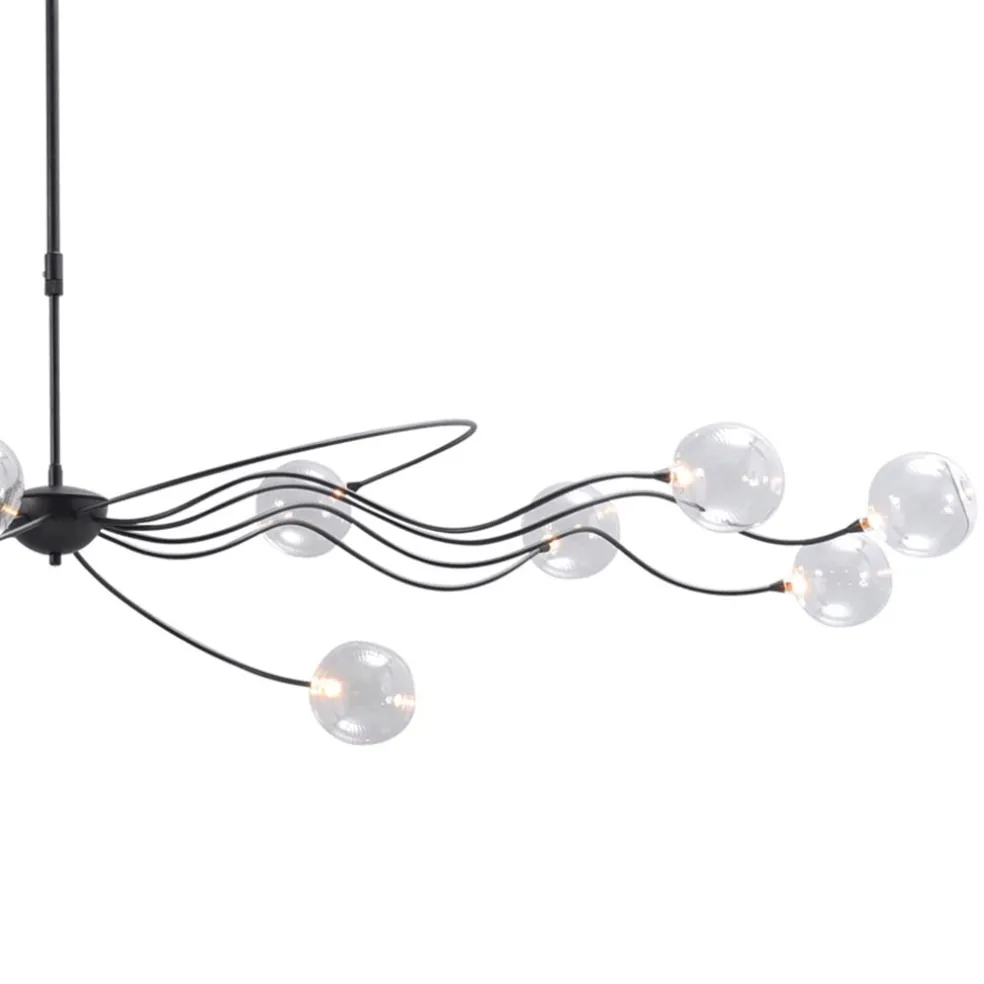 Grote LED hanglamp zwart met helder glazen bollen