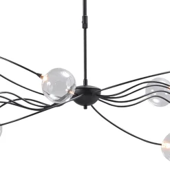 Grote LED hanglamp zwart met helder glazen bollen