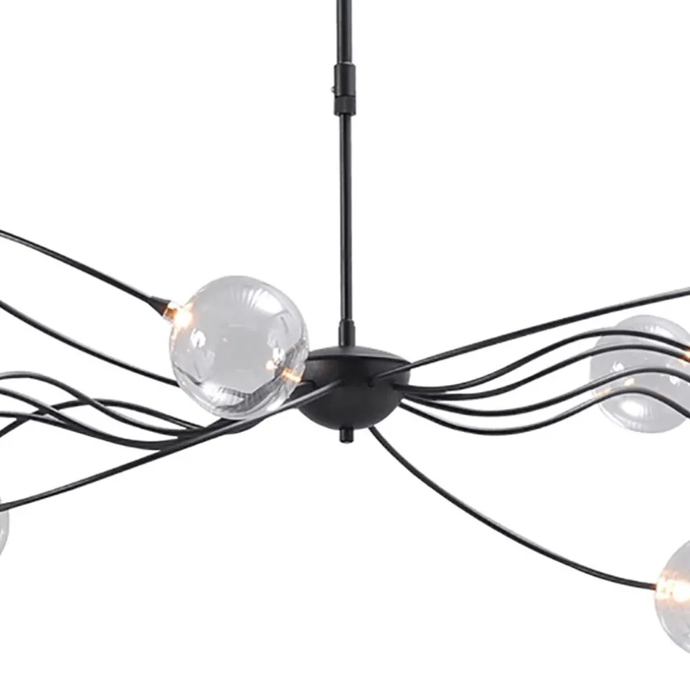 Grote LED hanglamp zwart met helder glazen bollen