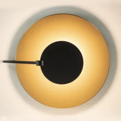 Grote LED plafondlamp zwart/goud indirect licht