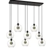Grote 8-lichts multipendel/ hanglamp met helder glas
