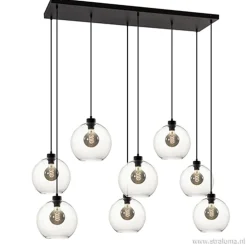 Grote 8-lichts multipendel/ hanglamp met helder glas