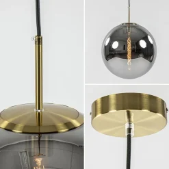 Grote luxe hanglamp brons + smoke glas Medina