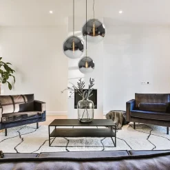 Grote luxe hanglamp brons + smoke glas Medina