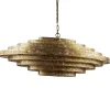 Grote metalen hanglamp ovaal brons