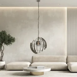 Grote metalen hanglamp Terra quartz 60 cm