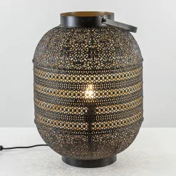 Grote Oosterse tafellamp lantaarn donker bruin