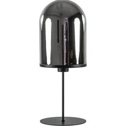 Grote tafellamp Maverick mat zwart met smoke glas