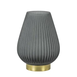 Grote tafellamp Tajera op batterij mat grijs/goud L&L
