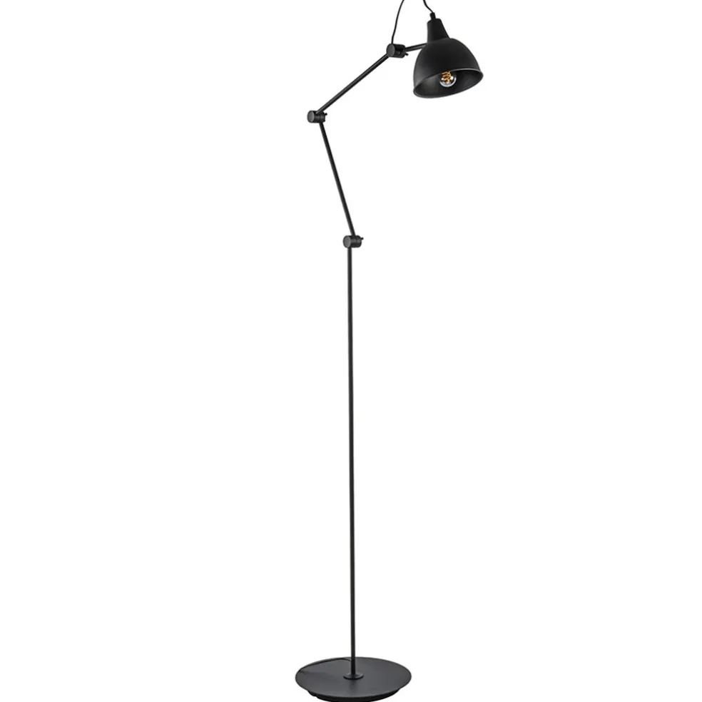 Grote vloerlamp retro mat zwart verstelbaar