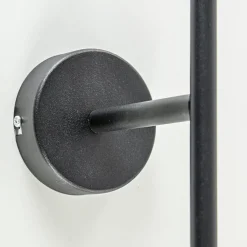 Grote wandlamp mat zwart met witte glazen bol