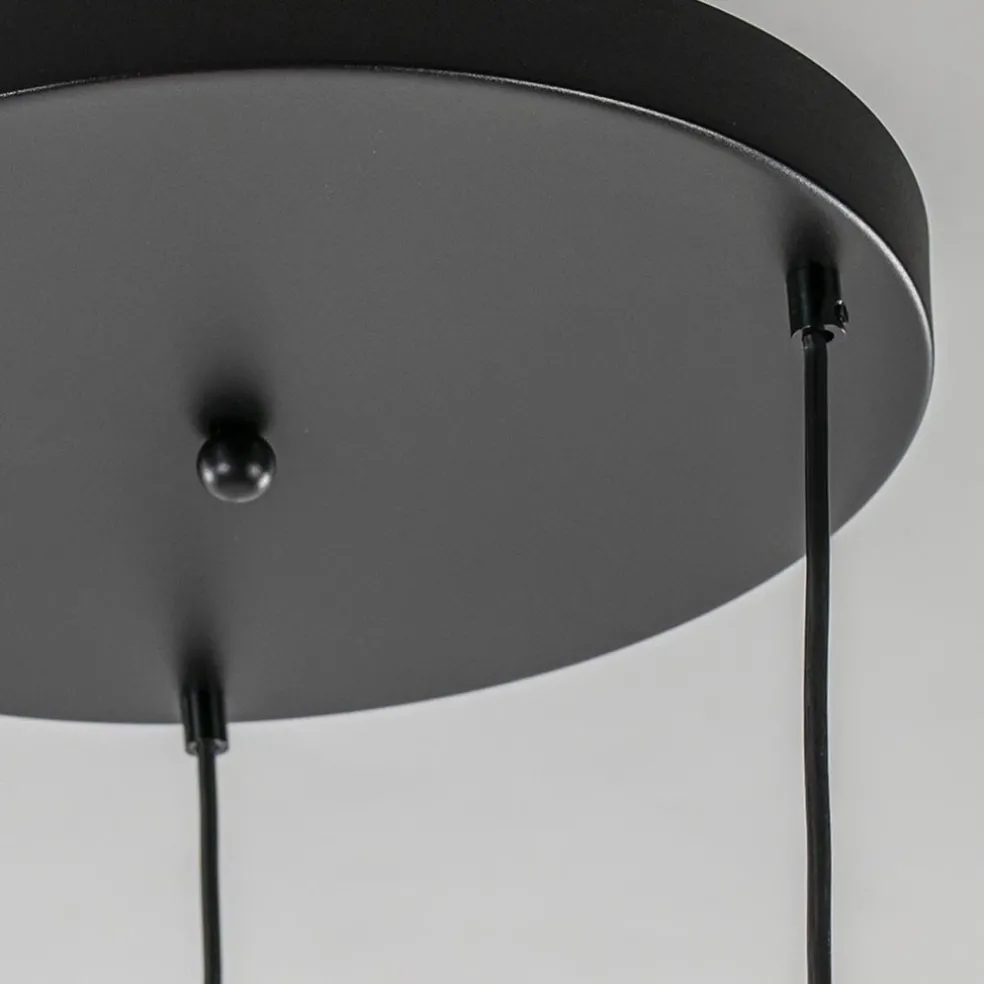 Hanglamp Bella 3L rond zwart+smoke glas