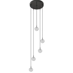 Hanglamp Bubbles 5L rond zwart/helder dtw