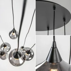 Hanglamp Cambio 6L zwart + smoke glas mix